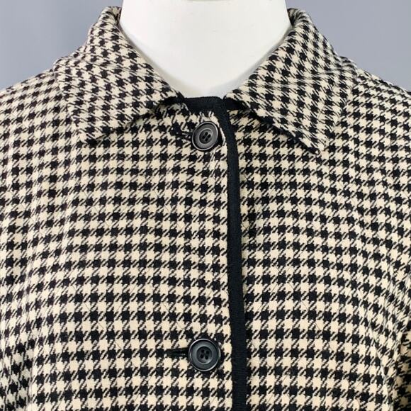 AQUASCUTUM Size XL Black Beige Wool Houndstooth Quilted Buttoned Jacket - Picture 2 of 8